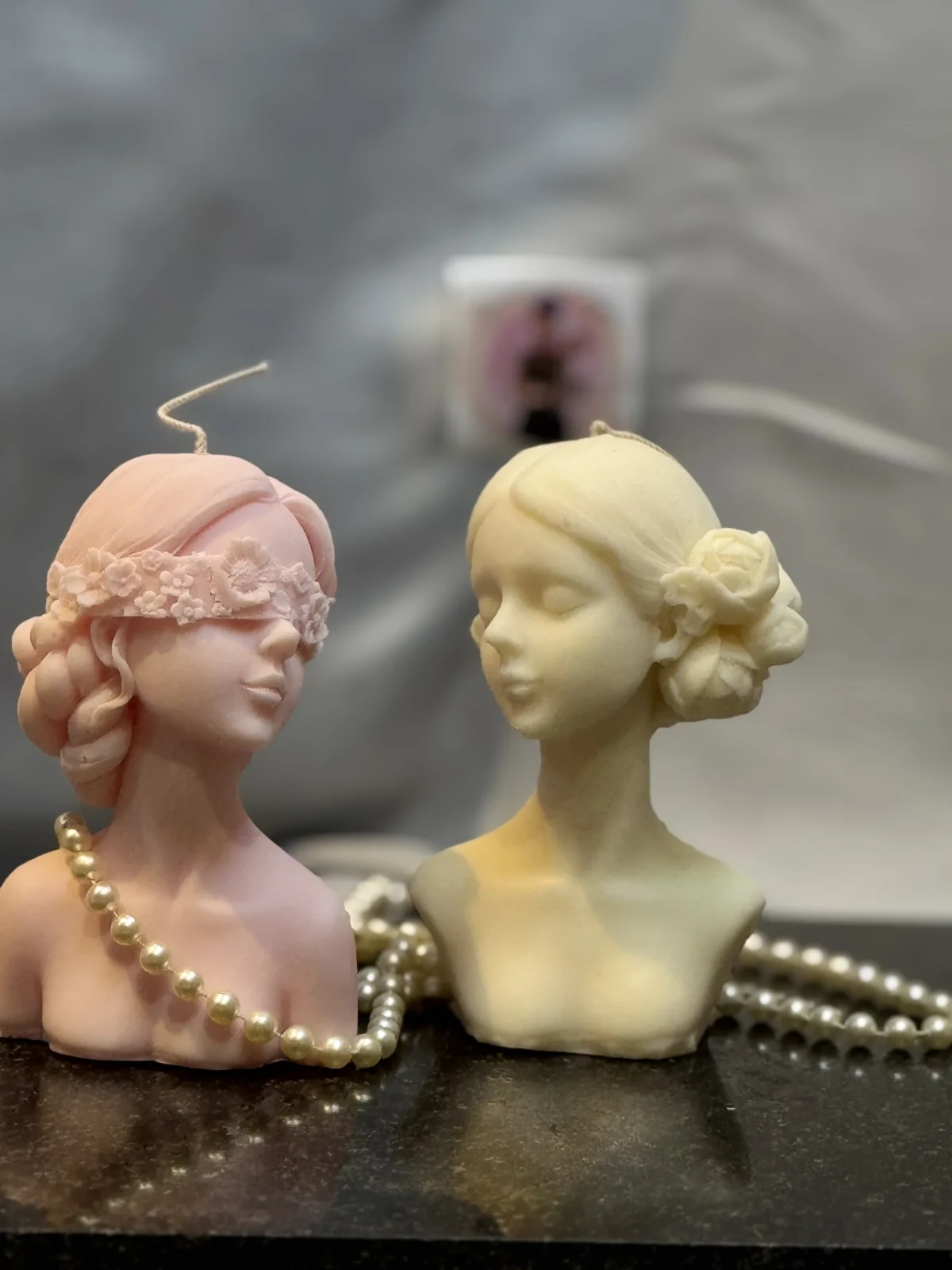 handmade female bust candle made from soy wax sculptural decorative candle Muse