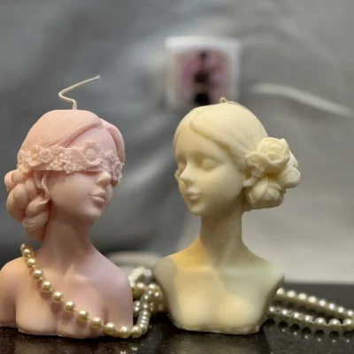 handmade female bust candle made from soy wax sculptural decorative candle Muse