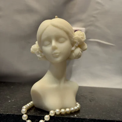 handmade female bust candle made from soy wax sculptural decorative candle Muse