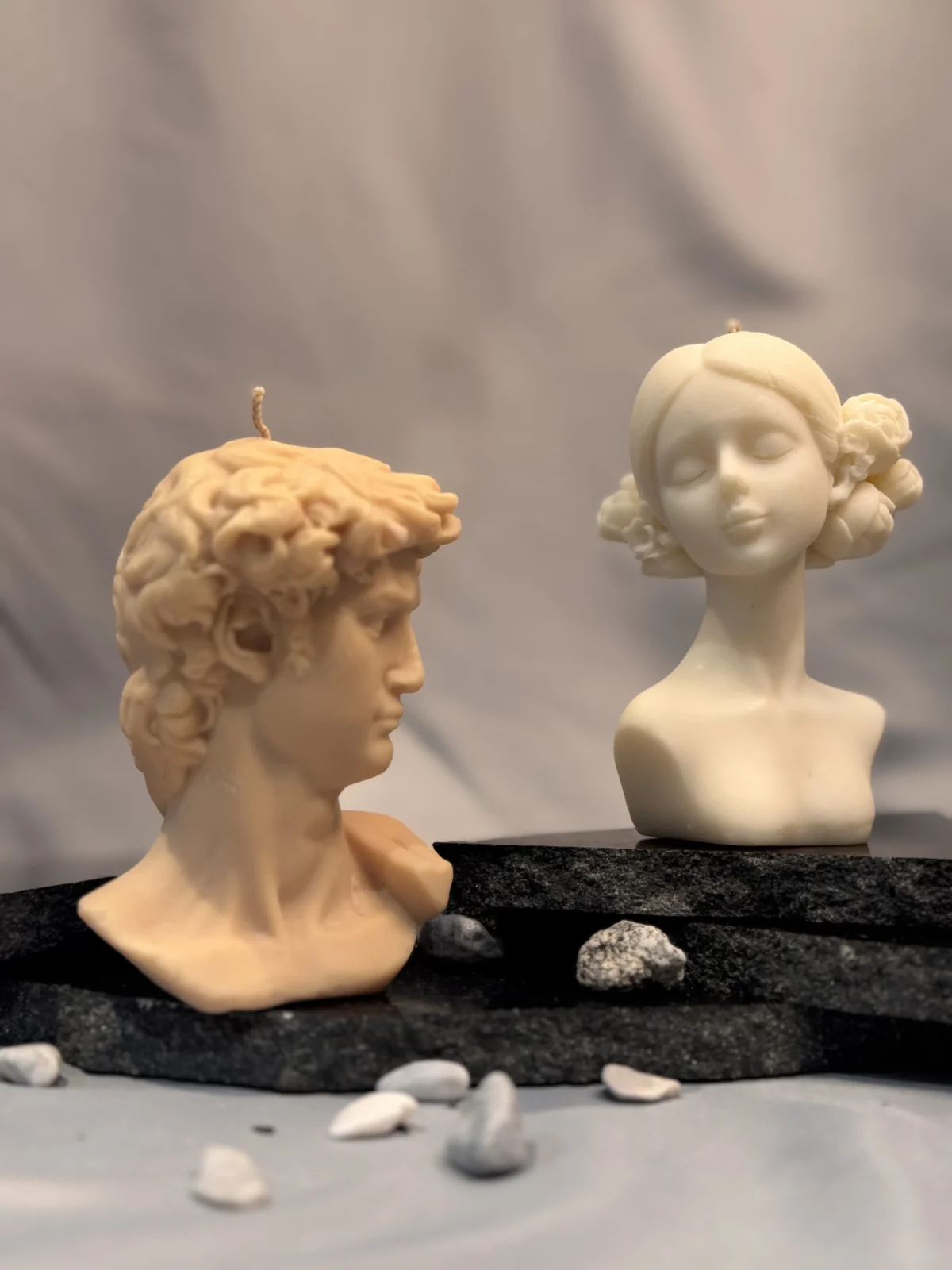 handmade female bust candle made from soy wax sculptural decorative candle Muse