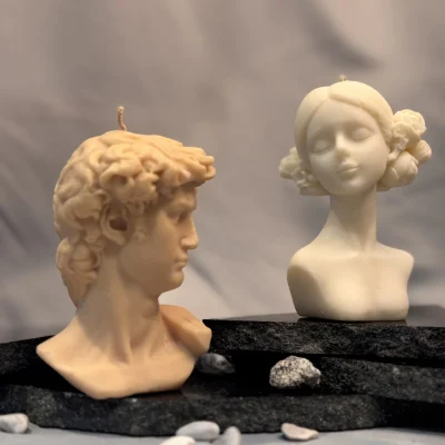 handmade female bust candle made from soy wax sculptural decorative candle Muse