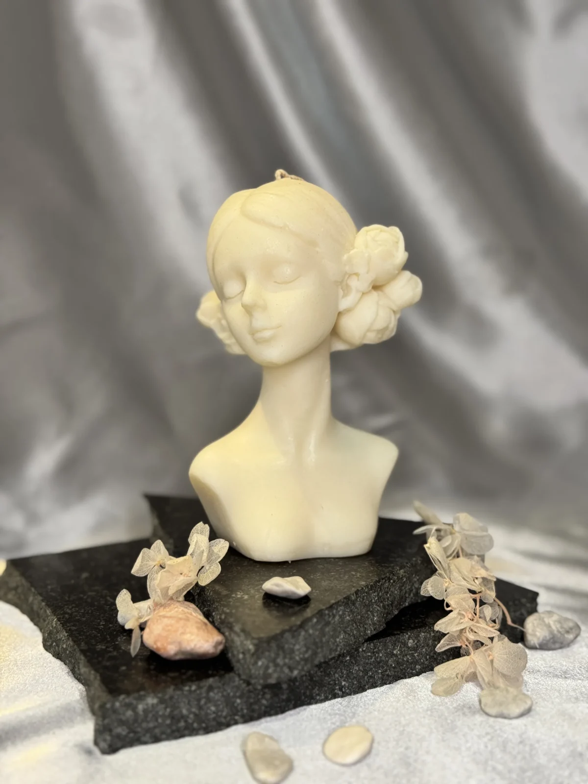 handmade female bust candle made from soy wax sculptural decorative candle Muse