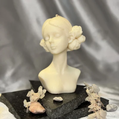 handmade female bust candle made from soy wax sculptural decorative candle Muse