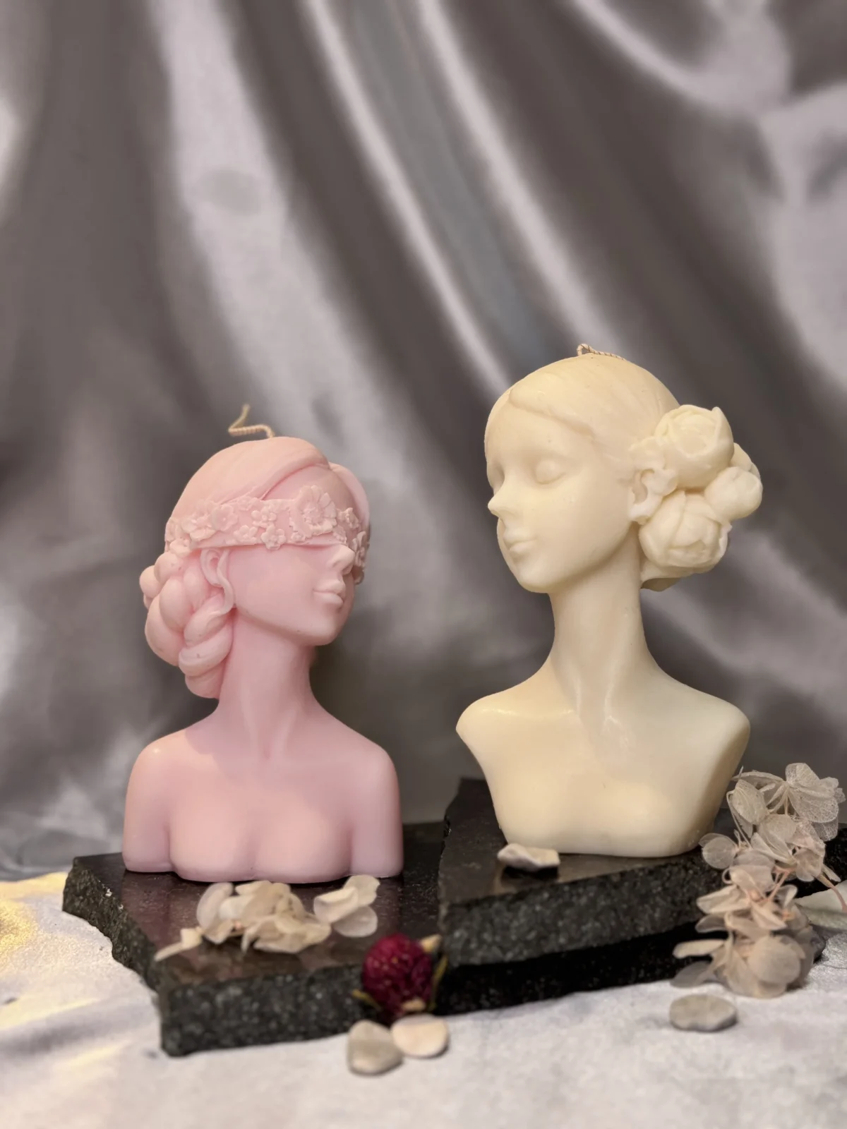 handmade female bust candle made from soy wax sculptural decorative candle Muse