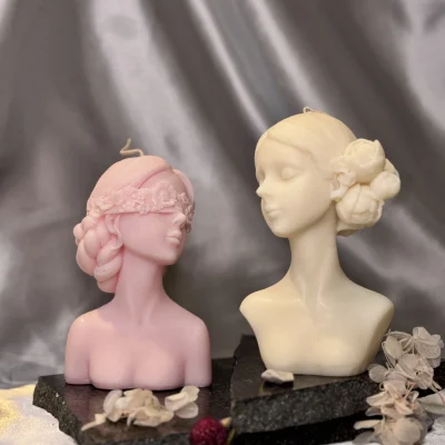 handmade female bust candle made from soy wax sculptural decorative candle Muse