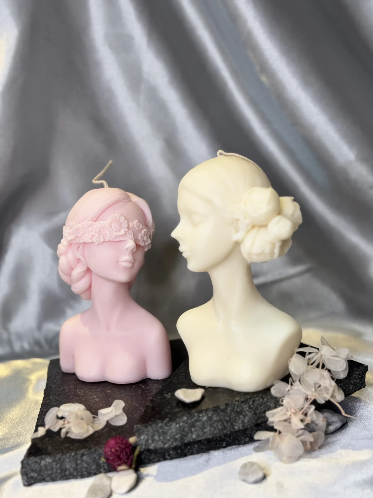 handmade female bust candle made from soy wax sculptural decorative candle Muse