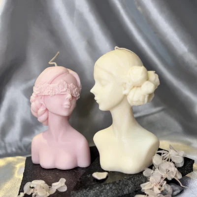 handmade female bust candle made from soy wax sculptural decorative candle Muse