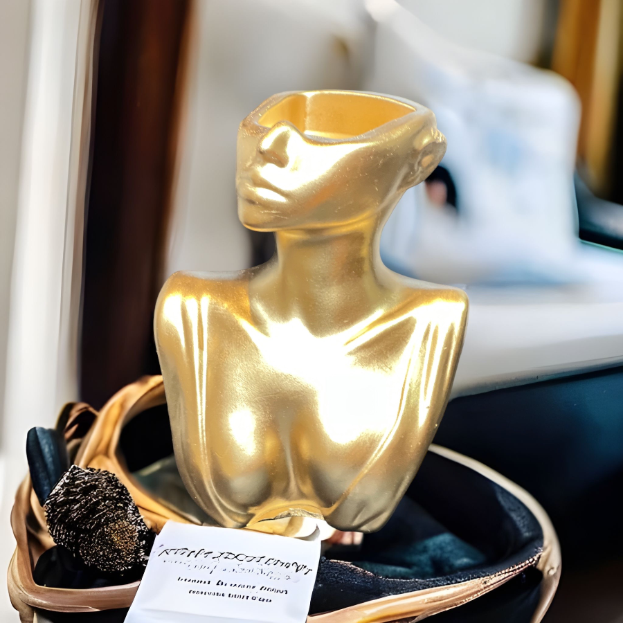 gold female bust vase decorative sculpted vase home decor