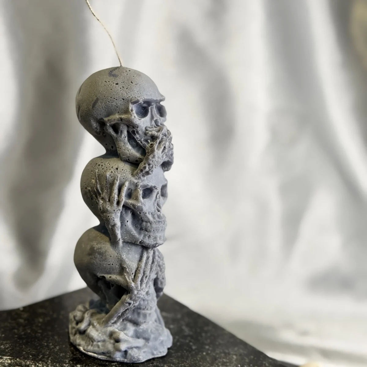 See No Evil Hear No Evil Candle Skull