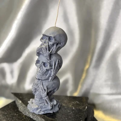 See No Evil Hear No Evil Candle Skull
