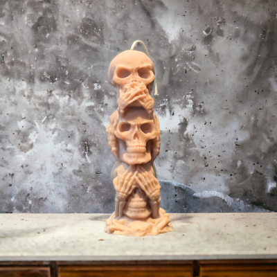 See No Evil Hear No Evil Candle Skull