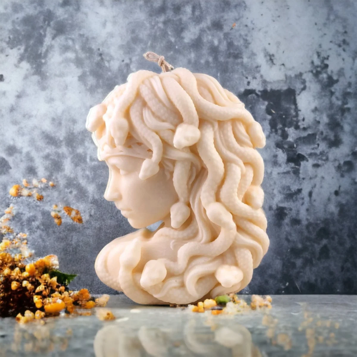Medusa candle UK handmade soy wax sculptural goddess candle