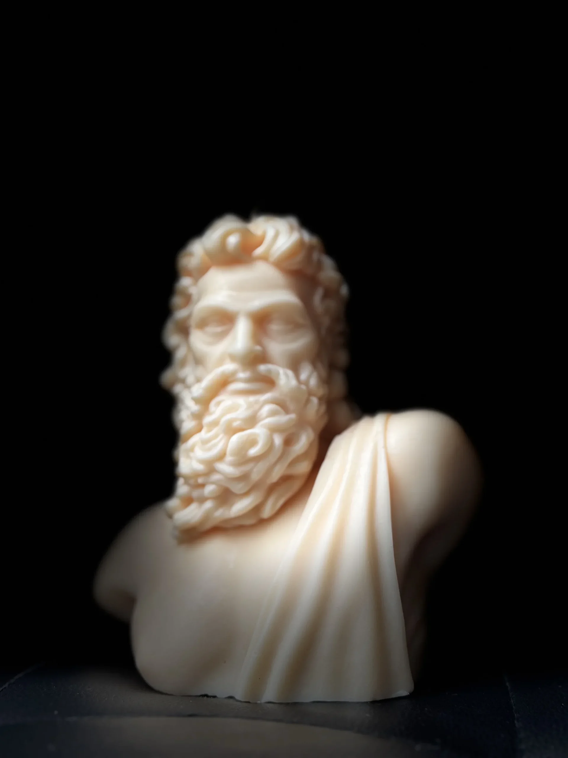 Zeus sculptural candle handmade Greek god bust soy wax candle UK