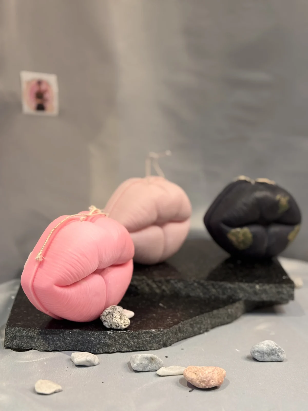 lips candle handmade pink sculptural soy wax candle UK