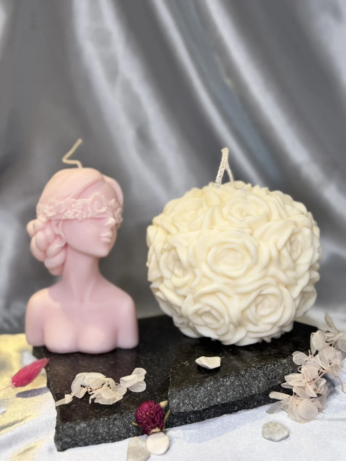 rose bouquet candle UK handmade soy wax sculptural roses candle