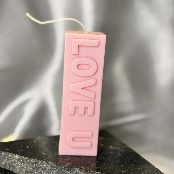 handmade I Love You sculptural soy wax candle romantic gift UK