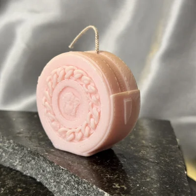 luxury mini designer bag sculptural candle handmade pink soy wax fashion inspired candle UK