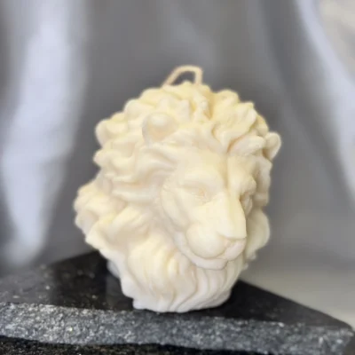 lion head sculptural candle handmade soy wax lion candle UK