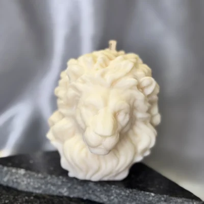 lion head sculptural candle handmade soy wax lion candle UK