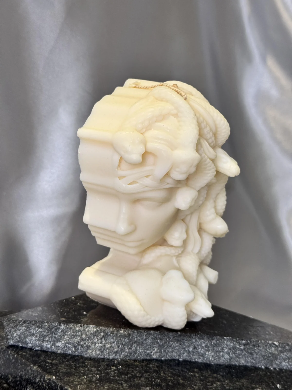 Medusa candle UK handmade soy wax sculptural goddess candle