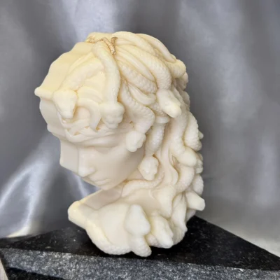 Medusa candle UK handmade soy wax sculptural goddess candle