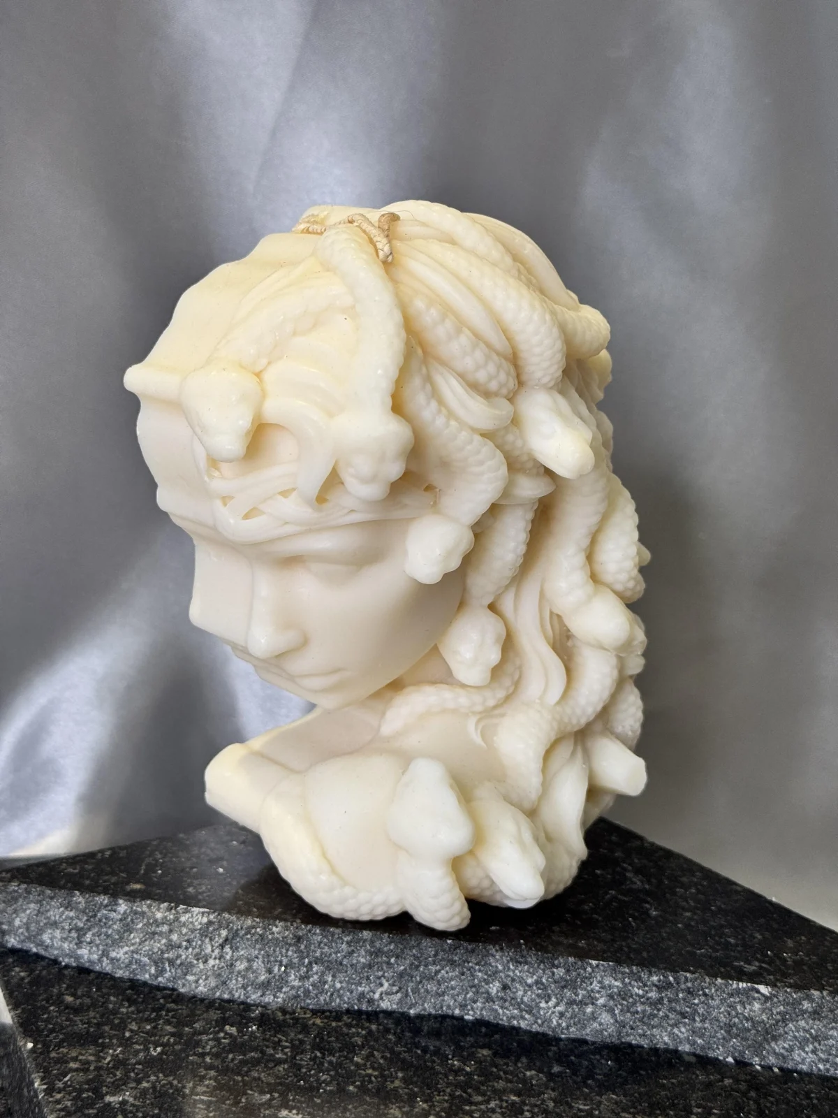 Medusa candle UK handmade soy wax sculptural goddess candle