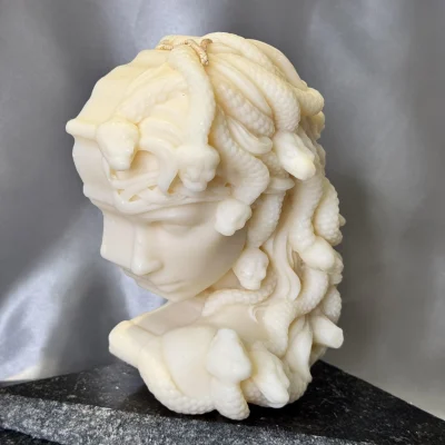 Medusa candle UK handmade soy wax sculptural goddess candle