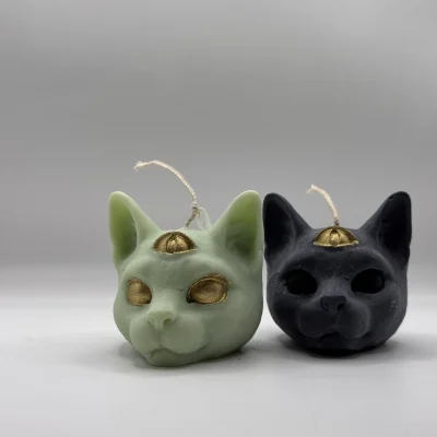 cat candle UK handmade soy wax Bastet cat goddess candle