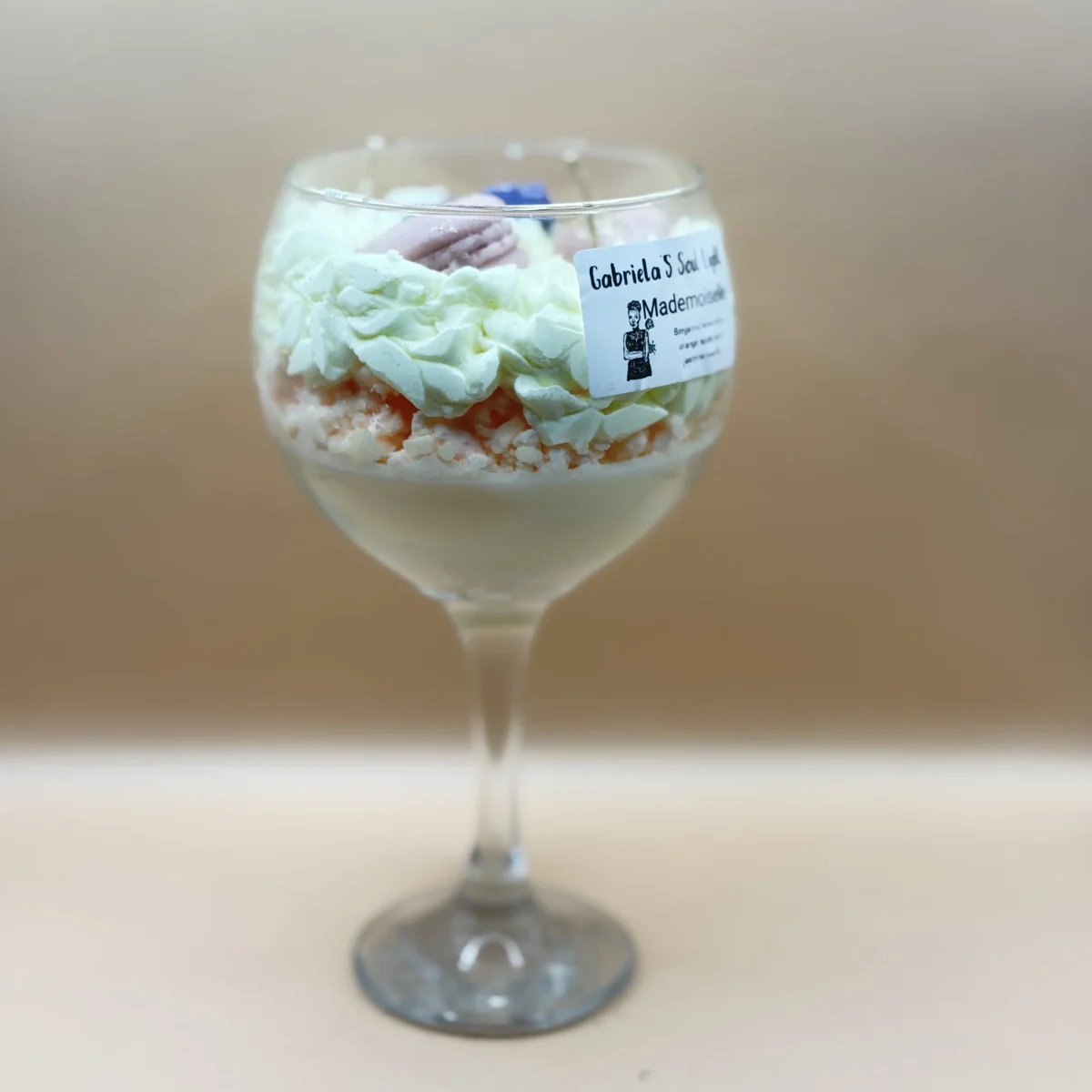 Strawberry dessert candle in gin glass handmade soy wax candle UK – personalised candles aromatherapy