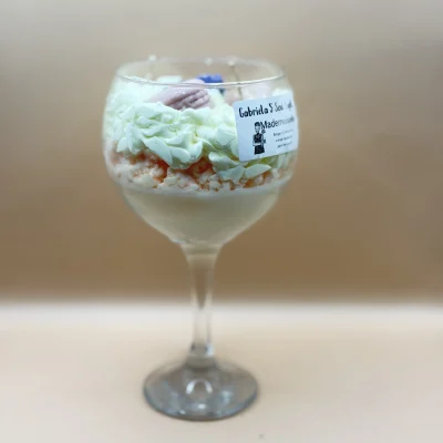 Strawberry dessert candle in gin glass handmade soy wax candle UK – personalised candles aromatherapy