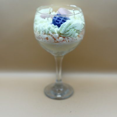 Strawberry dessert candle in gin glass handmade soy wax candle UK – personalised candles aromatherapy