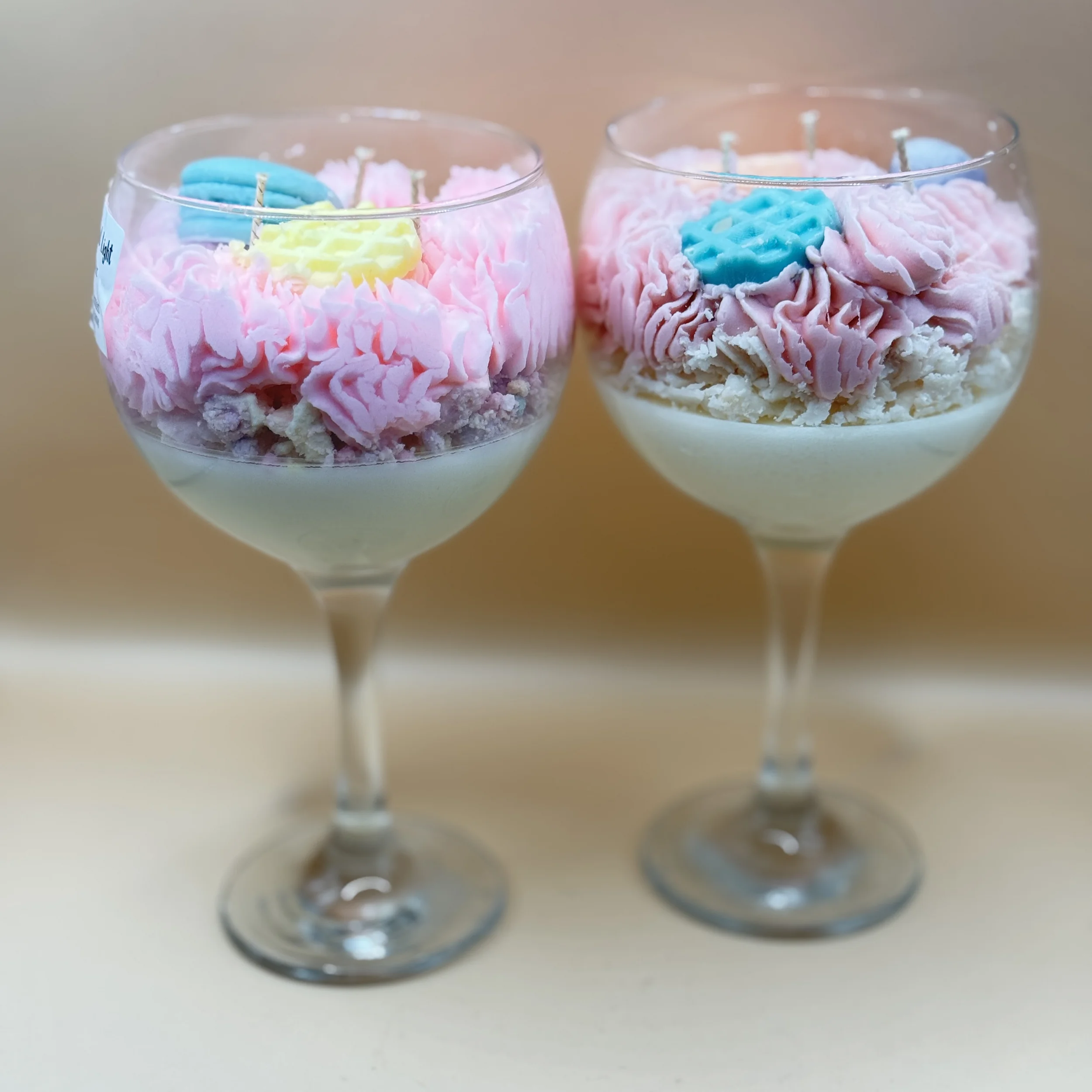 Strawberry dessert candle in gin glass handmade soy wax candle UK