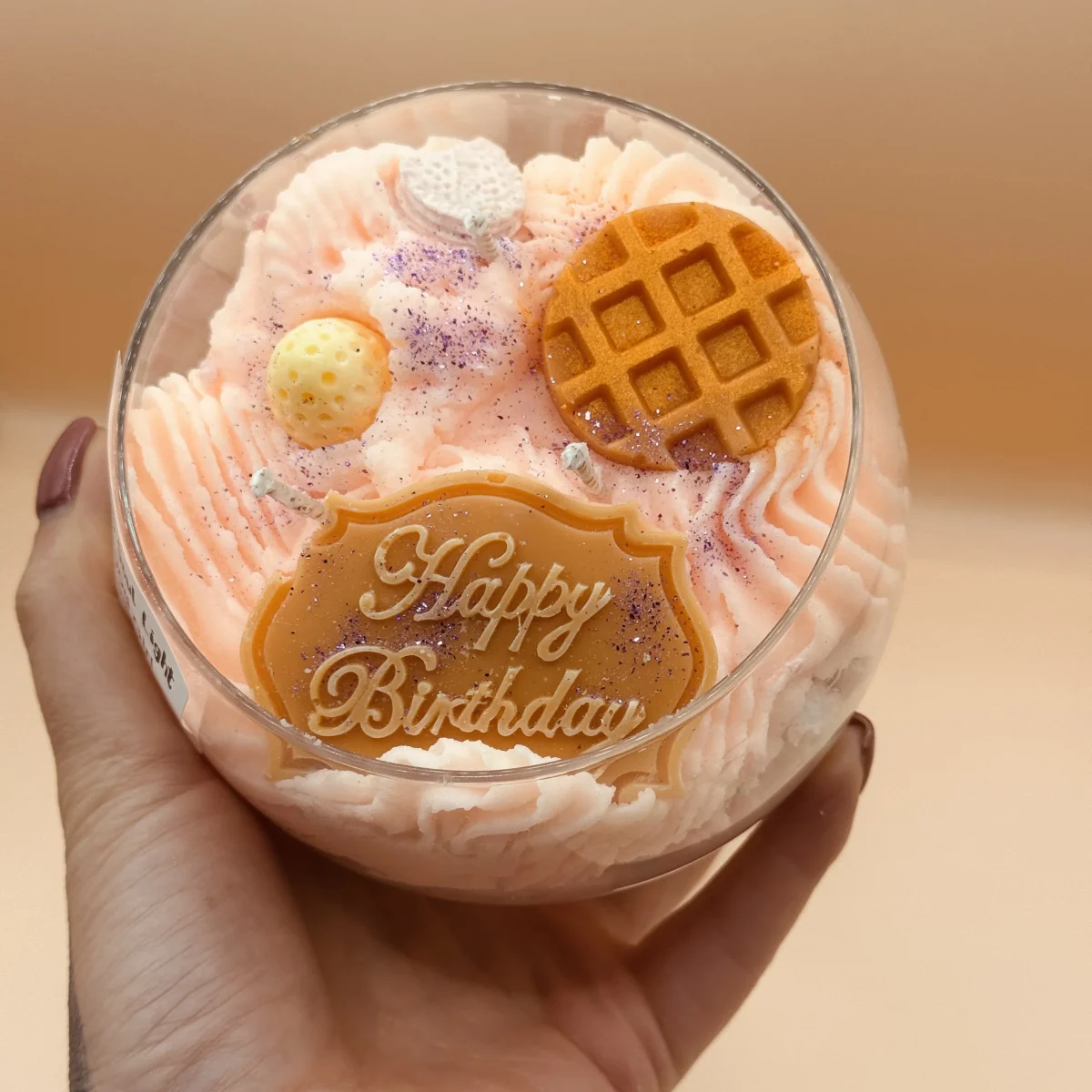 Strawberry dessert candle in gin glass handmade soy wax candle UK