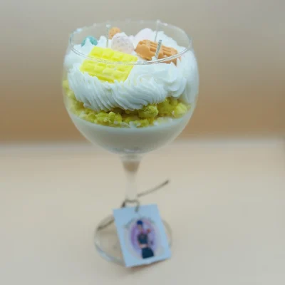 Strawberry dessert candle in gin glass handmade soy wax candle UK