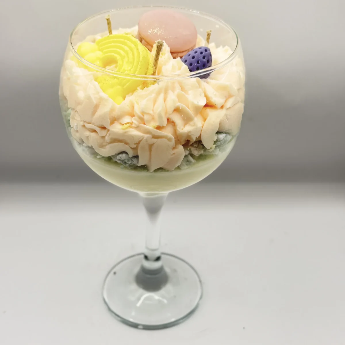 Strawberry dessert candle in gin glass handmade soy wax candle UK