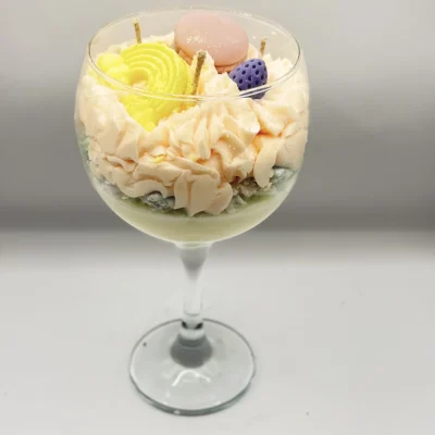 Strawberry dessert candle in gin glass handmade soy wax candle UK