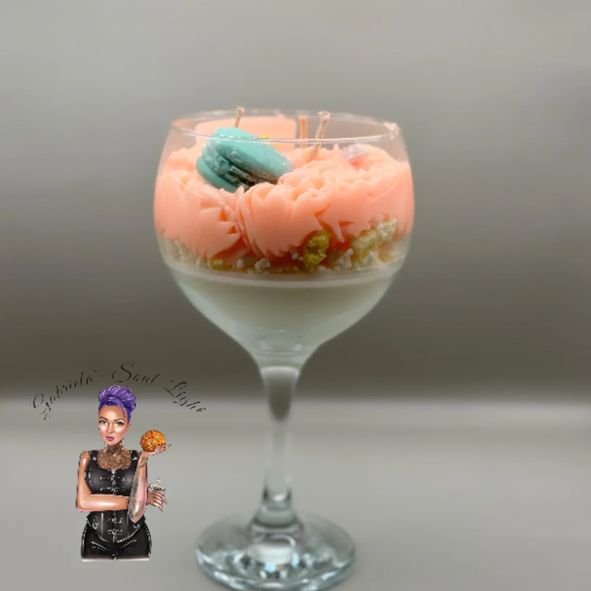 Strawberry dessert candle in gin glass handmade soy wax candle UK